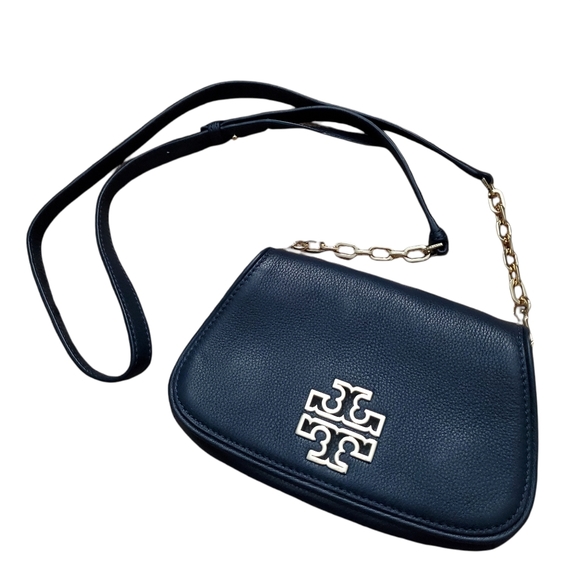 Tory Burch Handbags - TORY BURCH | Britten Mini Dark Navy Blue Pebbled Leather Crossbody Bag